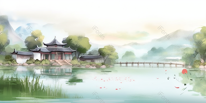 中国风春天水彩自然风景画,插画/手绘图,插画/手绘图库,插画/手绘图下载,插画/手绘